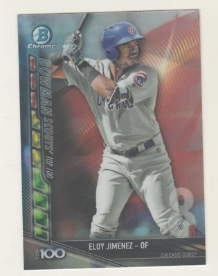 2017 Bowman Chrome SCOUTS TOP 100 REFRACTOR ELOY JIMENEZ RC Rookie White Sox - Image 1 of 2