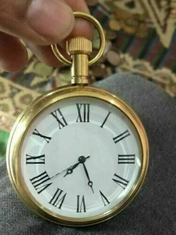 Royal Antique Brass Vintage Pocket Watch W /Wooden Box Decor Clock Nautical Gift Cover