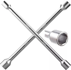 US 14Inch Universal 4-Way Tire Iron Wheel Lug Nut Wrench Tool Silver Heavy Duty - Picture 1 of 7