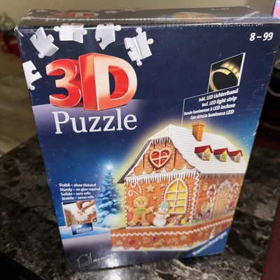 Rompecabezas Ravensburger 3-D casa de pan de jengibre luces LED 257 piezas Foto 1 de 4
