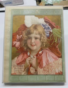 antique advertising calendar Prudential Insurance Company 1899 Art Nouveau girl - Imagen 1 de 6