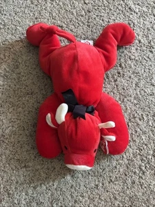 RARISSIMO CUSCINO VINTAGE 1997 TY PAL "RED" THE BULL NUOVO CON ETICHETTE. - Foto 1 di 8