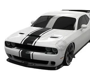 Graphics Racing Stripe Sticker For Dodge Challenger Hood Roof Rear Bumper Decal - Foto 1 di 6