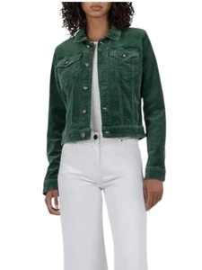 Kut From The Kloth Julie Crop Corduroy Jacket Green - Picture 1 of 9