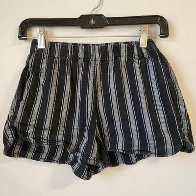 Brandy Melville Tilden Striped Shorts Elastic Waist Casual Comfy Navy White - Image 1 of 4