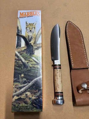 Cuchillo de arce Marble’s Northwoods Big Game Skinner ojo de pájaro funda Gladstone EE. UU. Foto 1 de 4