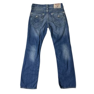 True Religion Straight Flap Natural Super T Wide Stitch Denim Jeans Size 32 x 32 - Picture 1 of 15