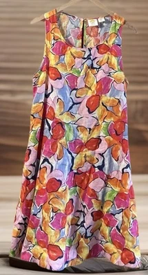 C&C California 100% Linen Floral Summer Dress Sz Med. Pockets Sundress - Image 1 of 4