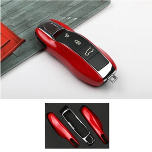 Red + Silver ABS Car Key Case Fob Cover For Porsche Macan Cayman Panamera 11-16 - Picture 1 of 7