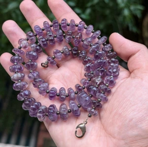 Vintage Amethyst Carving Melon Shape Beaded Necklace - Picture 1 of 15