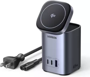 UGREEN Nexode 65W GaN Charging Station 3-Port with 15W Qi2 Wireless Charger Stan - Picture 1 of 9