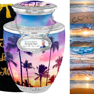 Free Personalized Medallion - Beach Cremation Urns for Adult Human Ashes 03 - Picture 1 of 10