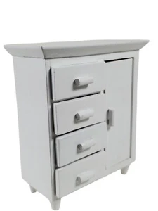 Dollhouse Miniature Armoire/Chest of Drawers White Wood Bedroom - 1:12 - Picture 1 of 9