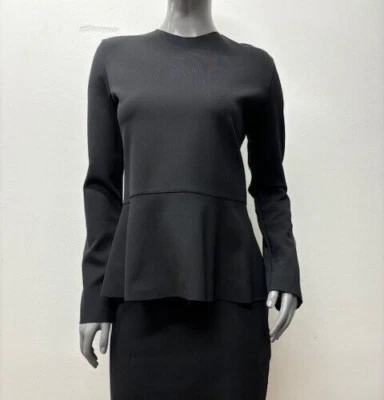 The Row "Mel" Long Sleeve Black Peplum Top Size - Image 1 of 4