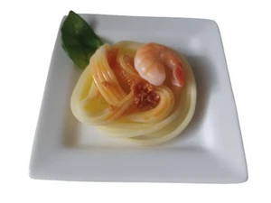 Display Faux Food Prop Pasta With Shrimp Plated Appetizer New - Picture 1 of 1