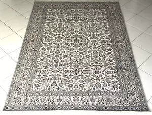 Perserteppich Nain 4La Seide Wolle Handgeknüpfte Orient Teppich Beige Blau - Bild 1 von 20