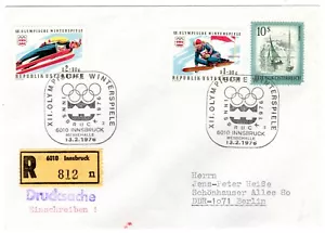 1976 Feb 13th. Registered Winter Olympic Cover. Innsbruck to Berlin Germany. - Picture 1 of 2