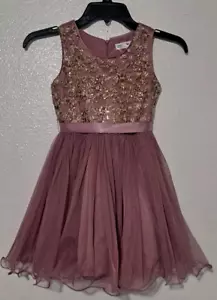 Beautees Girls Pink Dusty Rose Sequin Embroidered Dress Size 5 Sleeveless - Picture 1 of 13