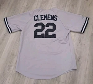 Vintage Roger Clemens Jersey New York Yankees Majestic Gray Button Down MLB - Picture 1 of 9