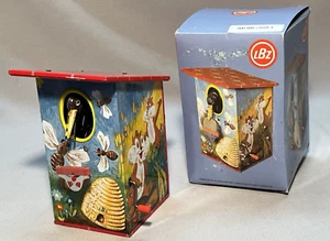 Vintage LBZ Germany Tin Litho Hand Crank Bird House Coin Bank w/ Box - Mint Cond - Picture 1 of 4