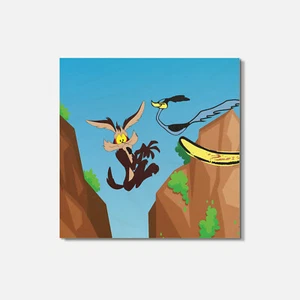 Wile E. Coyote Cartoon 4'' X 4'' Square Wooden Coaster - Picture 1 of 3