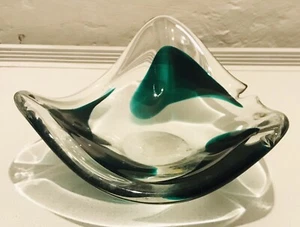 Murano Glas Schale Seerosenblatt Grün Wunderschön 1520 Gramm 22x23x10 cm - Bild 1 von 5