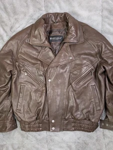 Vintage Raffaelo Herren XL Leder Bomberjacke herausnehmbares Innenfutter Mantel 80er - Bild 1 von 12