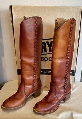 Botas Campus Trenzadas Frye De Colección Cuero Marrón Coñac 8546 Talla 6B Con Caja Foto 1 de 4