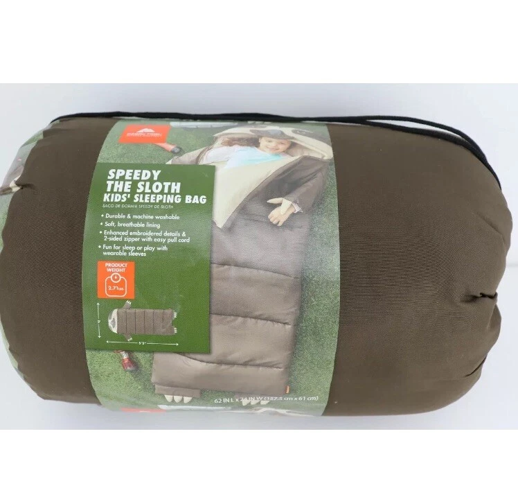 Ozark Trail Speedy The Sloth Kids Sleeping Bag Outdoor and Camping 24in. X 62in