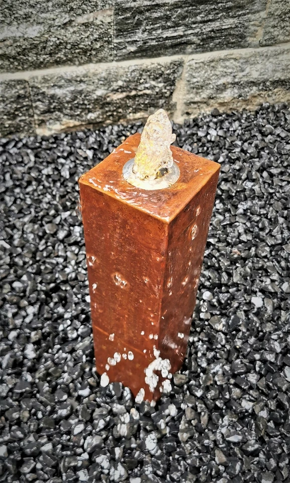 Säulenbrunnen 40 / 10 cm eckig Cortenstahl Roststahl incl. LED Gartenbrunnen - Bild 1 von 2