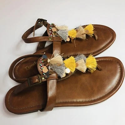 LIMELIGHT Women's Sz 9 Melina Fringe Detail Flat Thong Sandals Sling back Beaded - Image 1 of 4