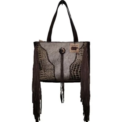 Bolso de Mano Ariat Western Mujer Oculto Llevar Pelo de Becerro Cocodrilo Marrón A770014202 Foto 1 de 4