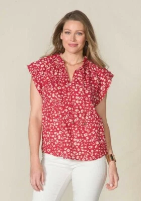 Matilda Jane Good Hart GH Edgewater Flutter Sleeve Printed Top M Medium NWT - Image 1 of 4