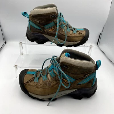 Keen Targhee II Mid Damen Gr. 7 Stiefel braun blau Leder wasserdicht Wanderschuhe - Bild 1 von 4