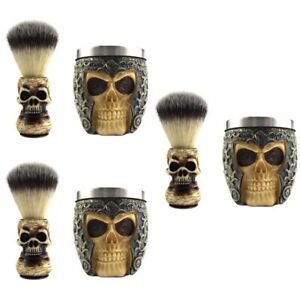  3 Sets Skull Beard Brush Shaving Soap Bowl and Kit Cleaning