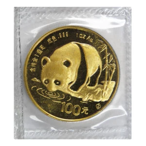 1987 100 Yuan Gold Chinese Panda .999 1 oz Sealed in Plastic - Picture 1 of 3