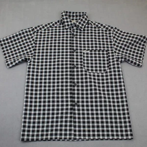 Caltop Shirt Mens Medium Black Plaid USA Lowrider Chicano Short Sleeve Vintage - Picture 1 of 10