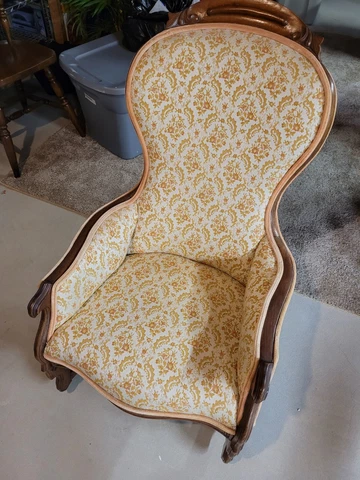 Antique Walnut & Upholstered Victorian Arm Rocker / Rocking Chair Circa 1870s Cover