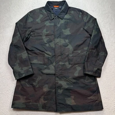 Jack Spade Camo Jacket Men's Size XL Waxed Cotton Button up Trench Coat - Image 1 of 4