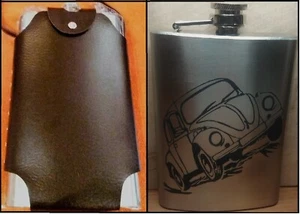 XXL Edelstahl Flachmann mit Wunschgravur 2L, im Leder Etui, Engraved Hip Flask - Bild 1 von 12
