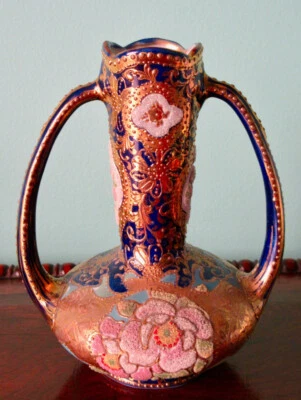 NIPPON Coralene 5.5” Vase Antique Cobalt Blue Gold Hand Painted Meiji Period - Изображение 1 из 4