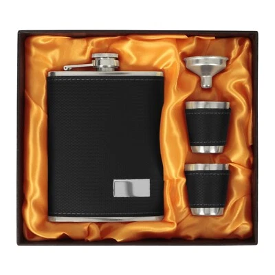 Stainless Steel Hip Flask with Funnel & 2 Shot Glass  Pocket Bottle 8 oz 236 ML - Image 1 of 4
