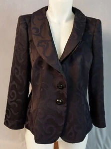 Armani - ladies black blazer virgin wool rayon wool ls with double collar - 12 - Picture 1 of 8