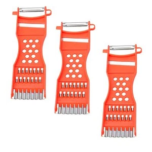 3 Pezzi Lama Metallo Plastica Arancione Rosso Pelapatate Frutta Pelapatate Verdure Grattugia - Foto 1 di 5