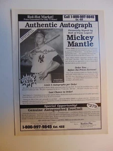 1995 MICKEY MANTLE verkauft Autogramme Printanzeige - Bild 1 von 1