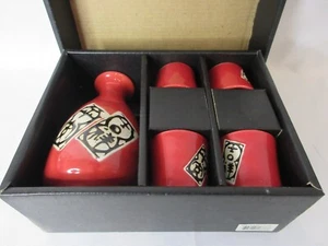 5er Set asiatisches Saki/Tee Set rot Keramik glasiert von Great China Produkte SCHÖN - Bild 1 von 4