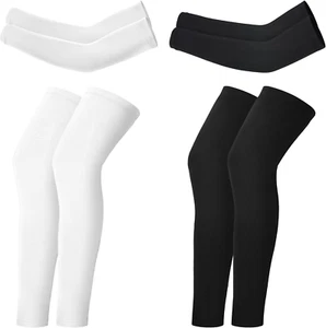 Geyoga 4 Pairs Kids Leg Sleeves Compression and Arm Sleeves Youth Leg and Arm Wr - Picture 1 of 12