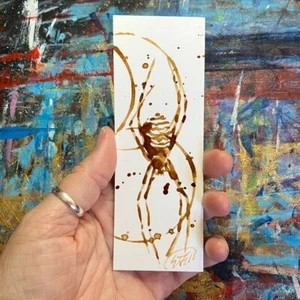 Original Painting spider Coffee NEW java home arachnid Decor artwork Artettina - Picture 1 of 7
