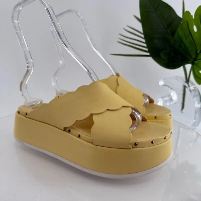 AGL Mujer NOA Sandalia Talla 40 10 Plataforma Suela Gruesa Zapato Cuero Amarillo Foto 1 de 4