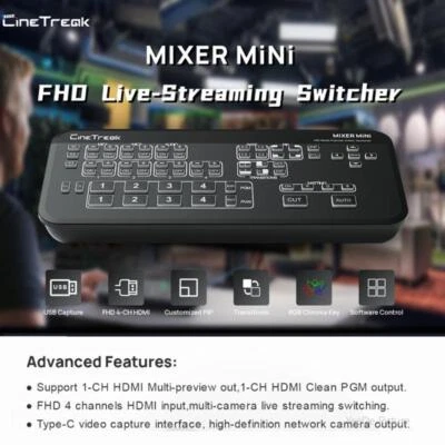 CineTreak Mixer Mini 4-CH HDMI HD Multi-format Video Swithcer for Live Streaming - Image 1 of 4